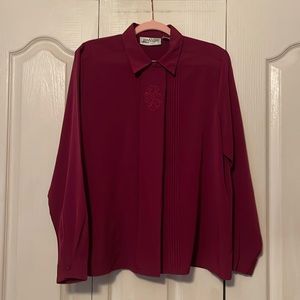 Yves St. Clair Maroon Button Down Blouse
